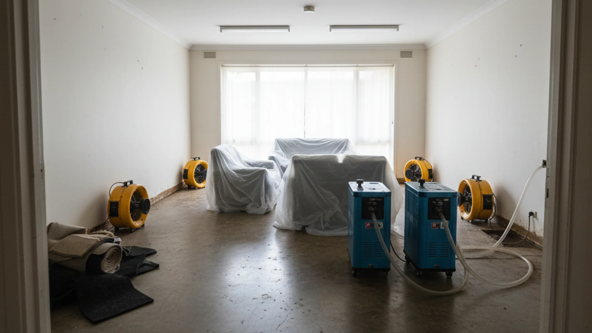 Professional flood restoration with industrial equipment