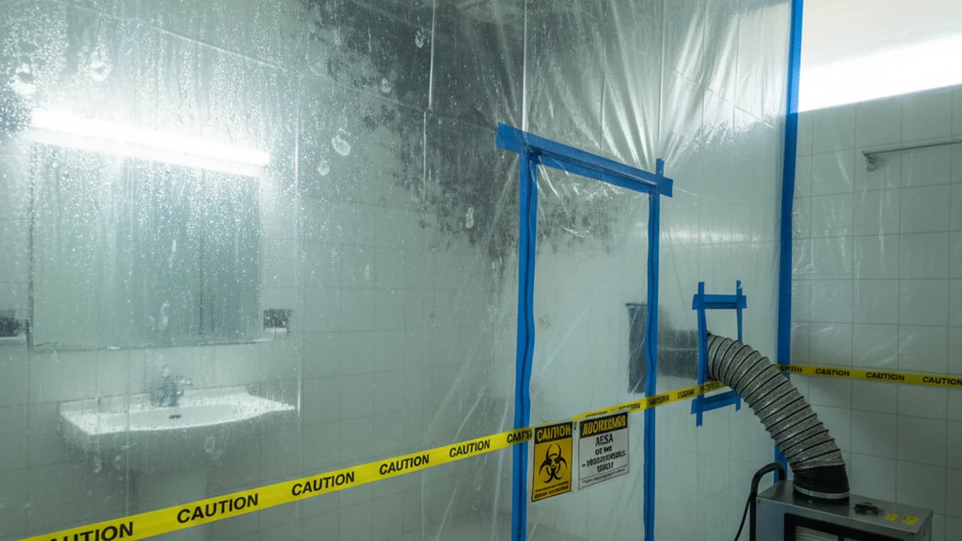 Black mould removal containment and HEPA filtration