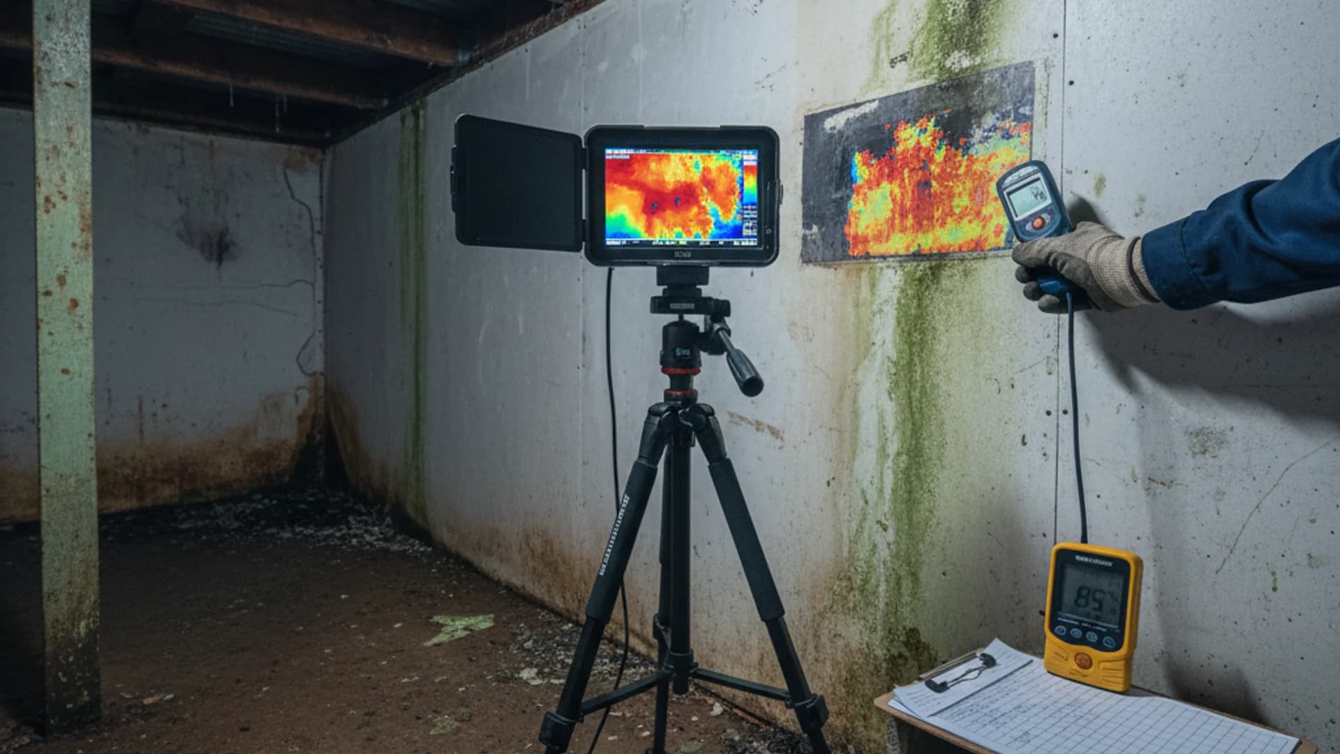 Mould inspection with thermal imaging and moisture detection